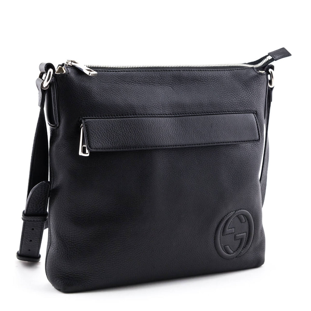 Gucci Black Pebbled Calfskin Medium Soho Messenger Bag