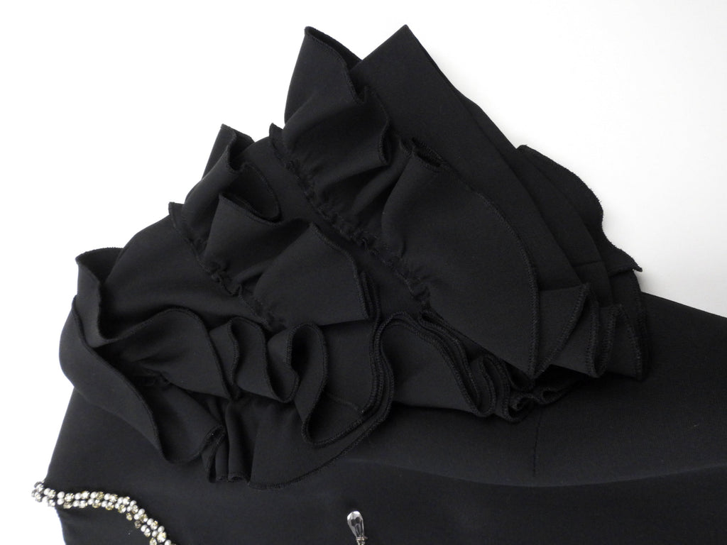 Gucci Black Ruffle Sleeve Beaded Bow Midi Dress - M