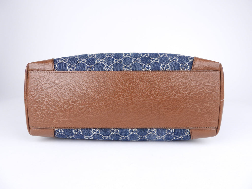 Gucci Blue Monogram Denim Medium Ophidia GG Tote Bag
