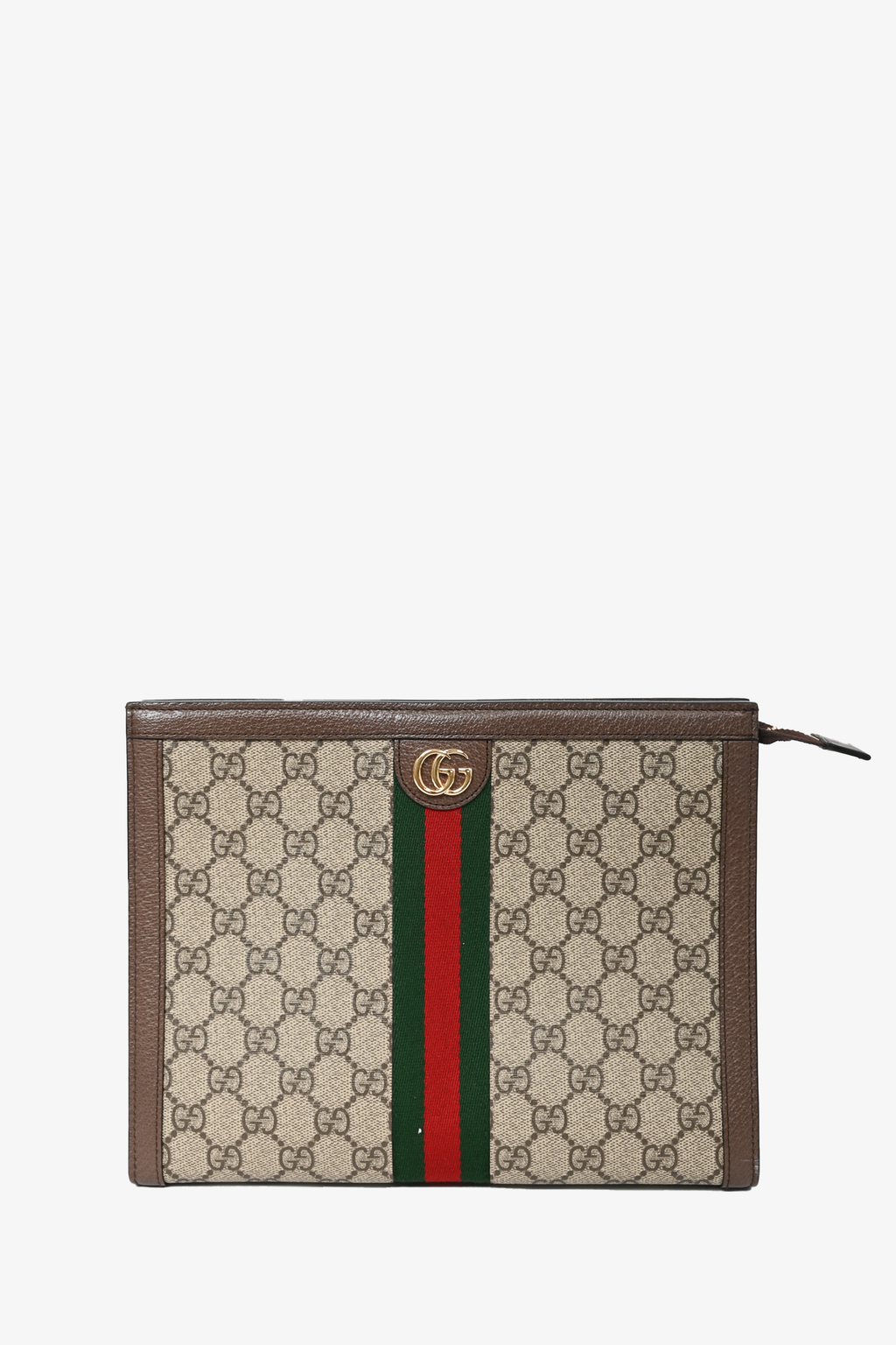 Gucci Brown Canvas Leather GG 'Ophidia' Clutch