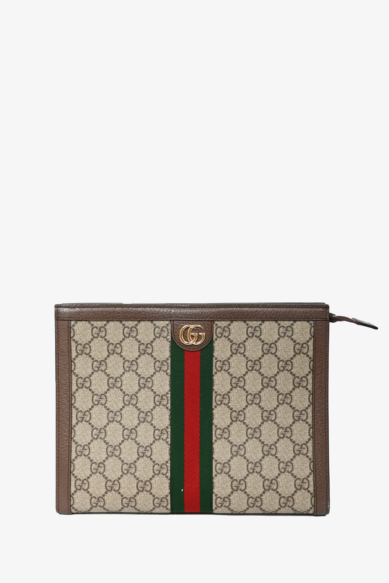 Gucci Brown Canvas Leather GG 'Ophidia' Clutch