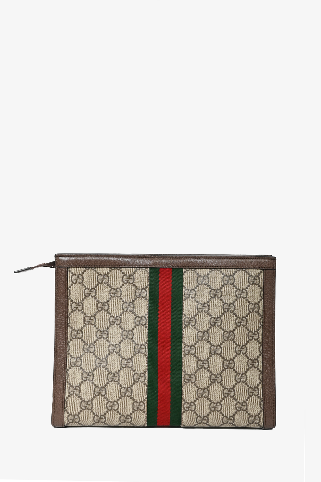 Gucci Brown Canvas Leather GG 'Ophidia' Clutch