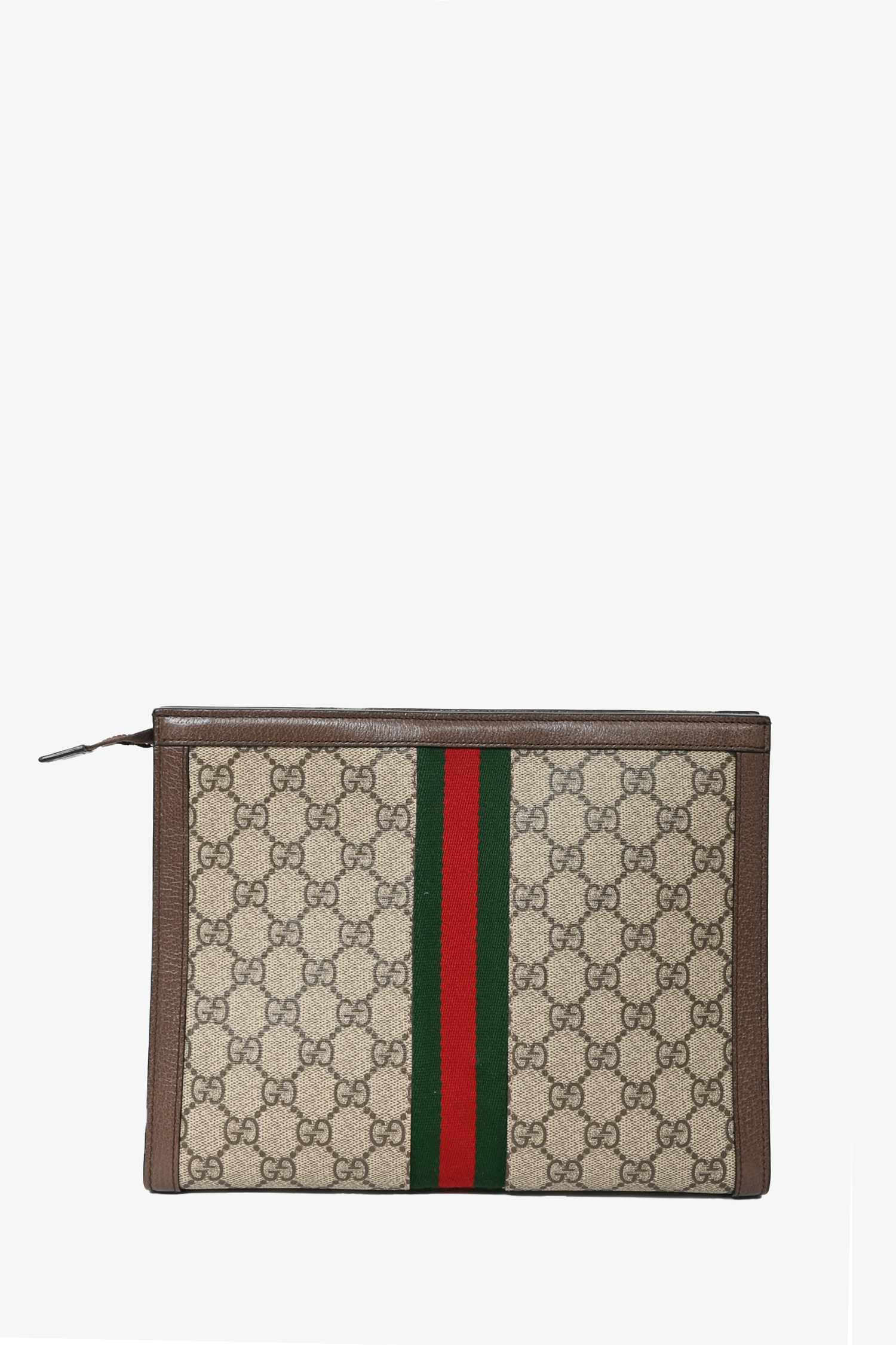 Gucci Brown Canvas Leather GG 'Ophidia' Clutch