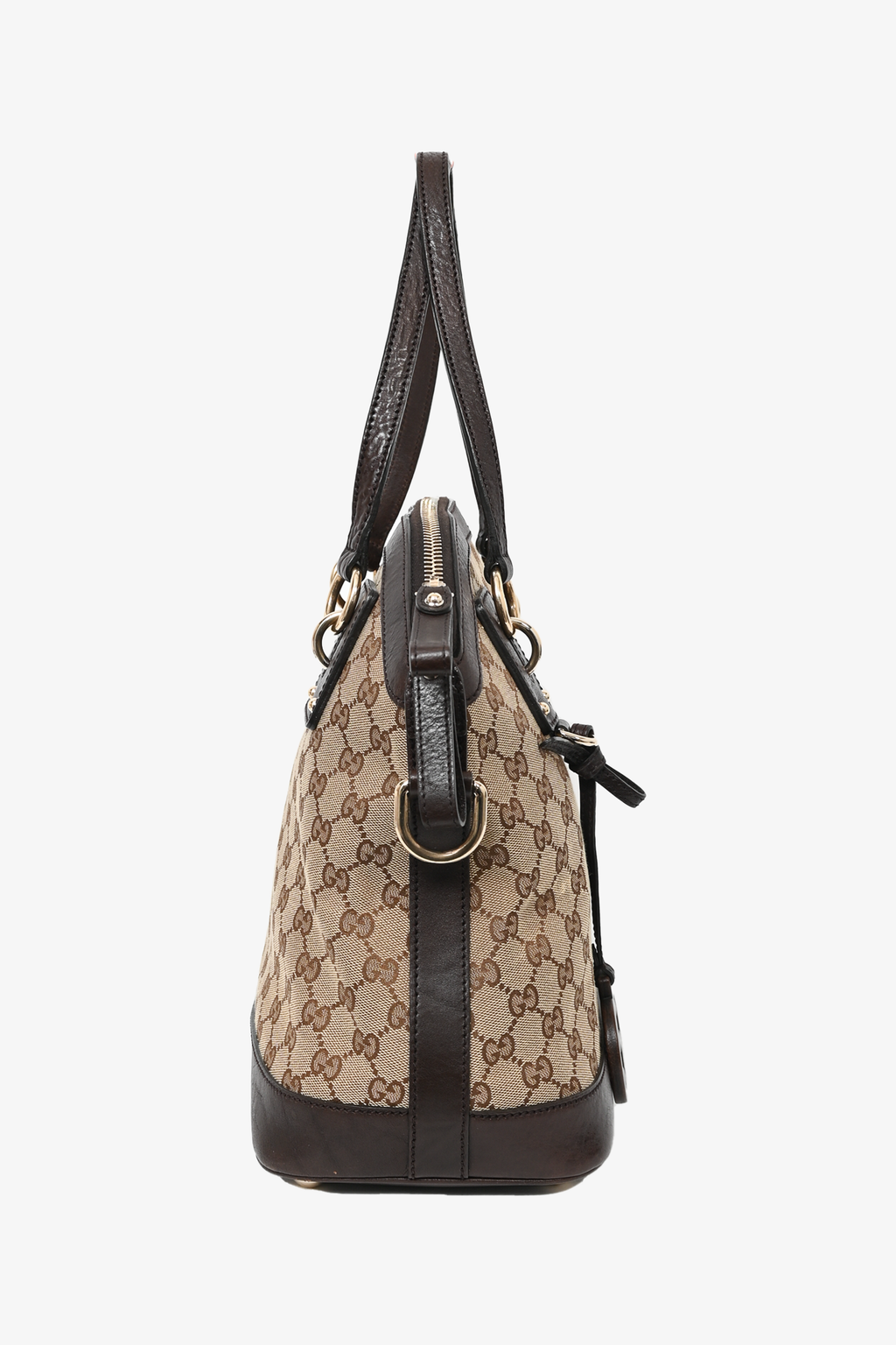 Gucci Brown GG Canvas/Leather Dome Bag