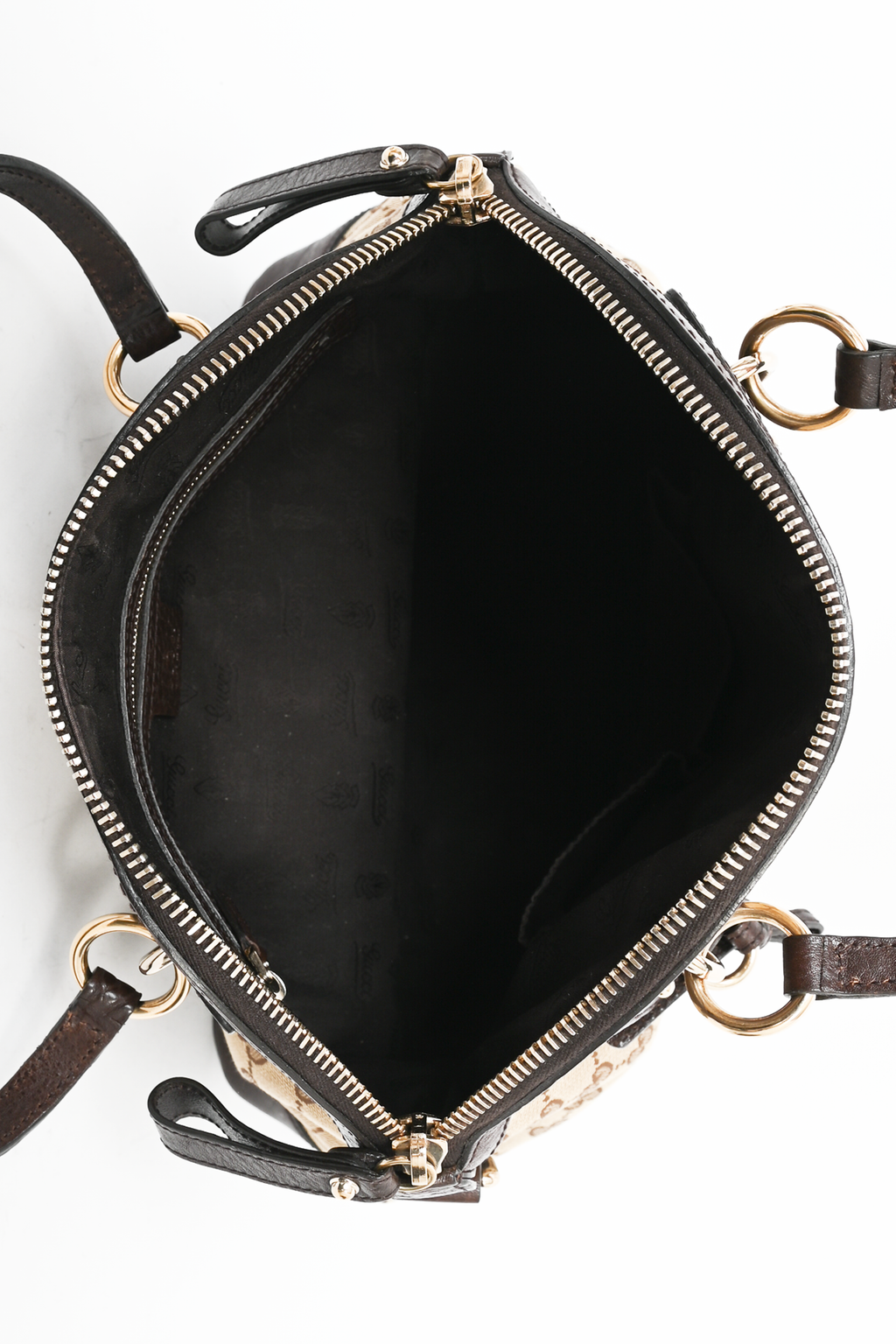 Gucci Brown GG Canvas/Leather Dome Bag