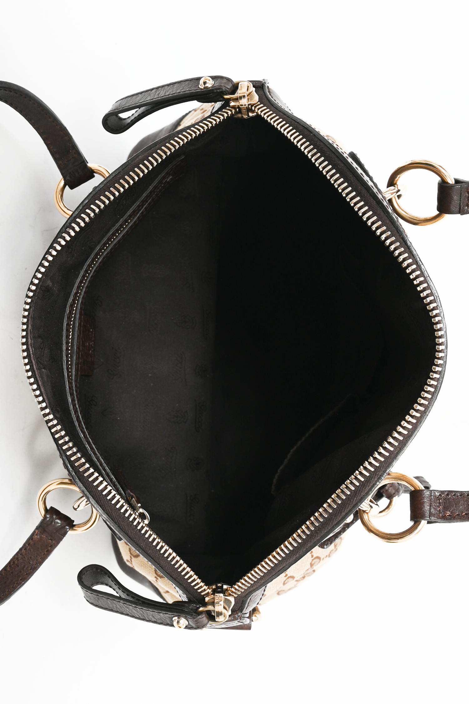 Gucci Brown GG Canvas/Leather Dome Bag