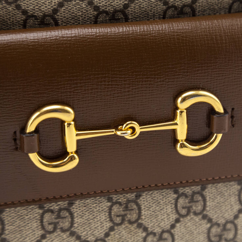 Gucci Brown GG Supreme Monogram Small Horsebit 1955 Shoulder Bag