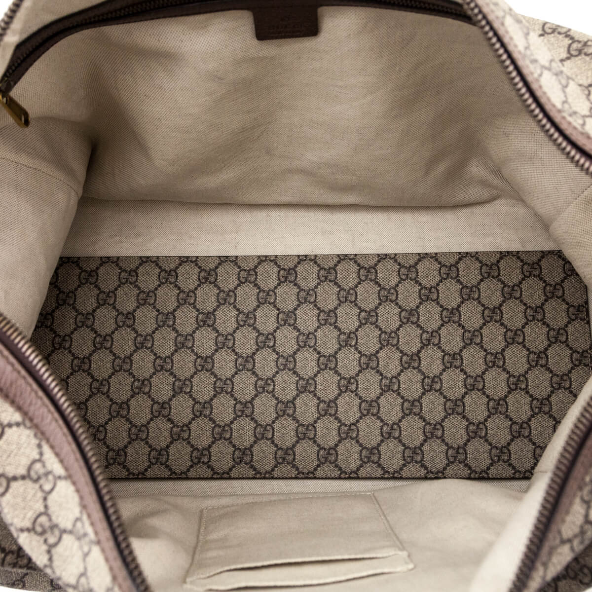 Gucci Brown Monogram GG Supreme Canvas Web Ophidia Medium Duffle Bag