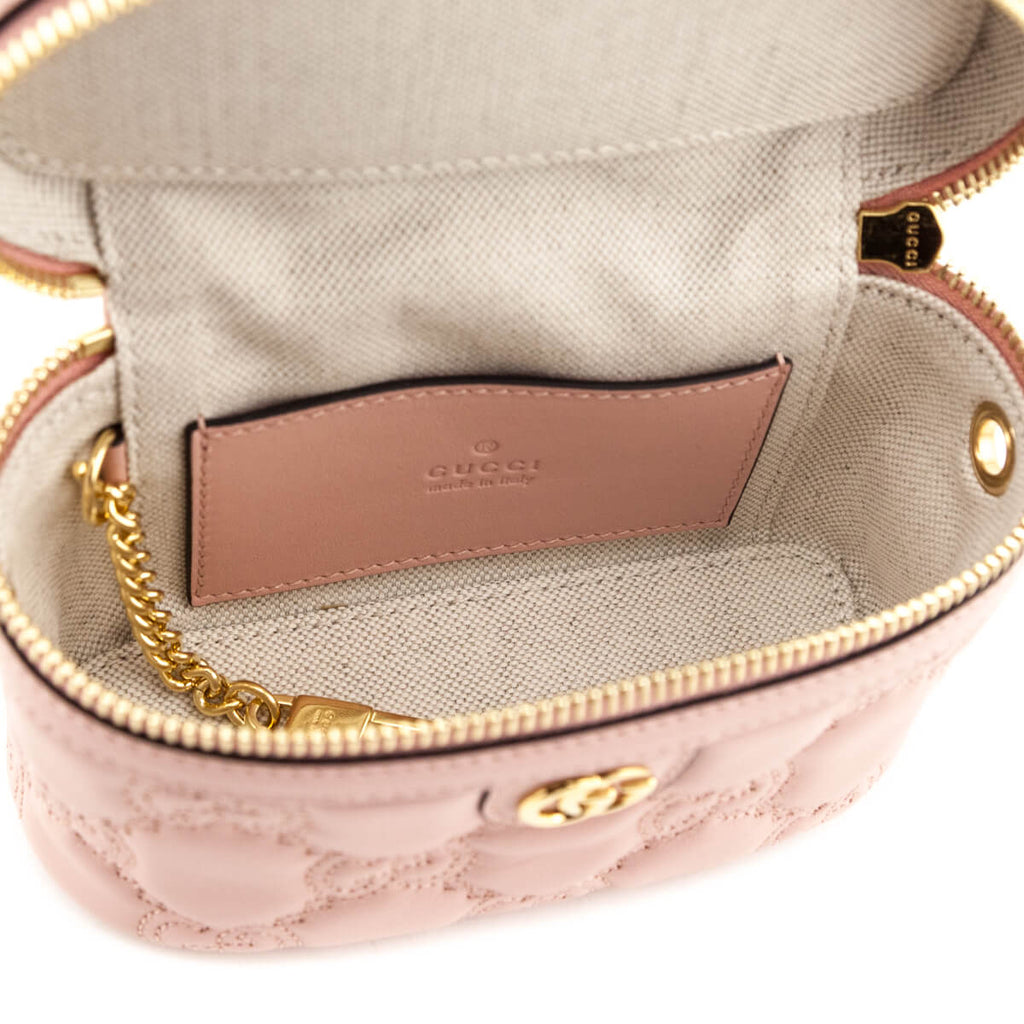 Gucci Light Pink GG Matelasse Calfskin Mini Top Handle Bag