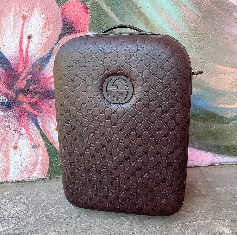 Gucci Guccissima Brown Monogram Rolling Luggage