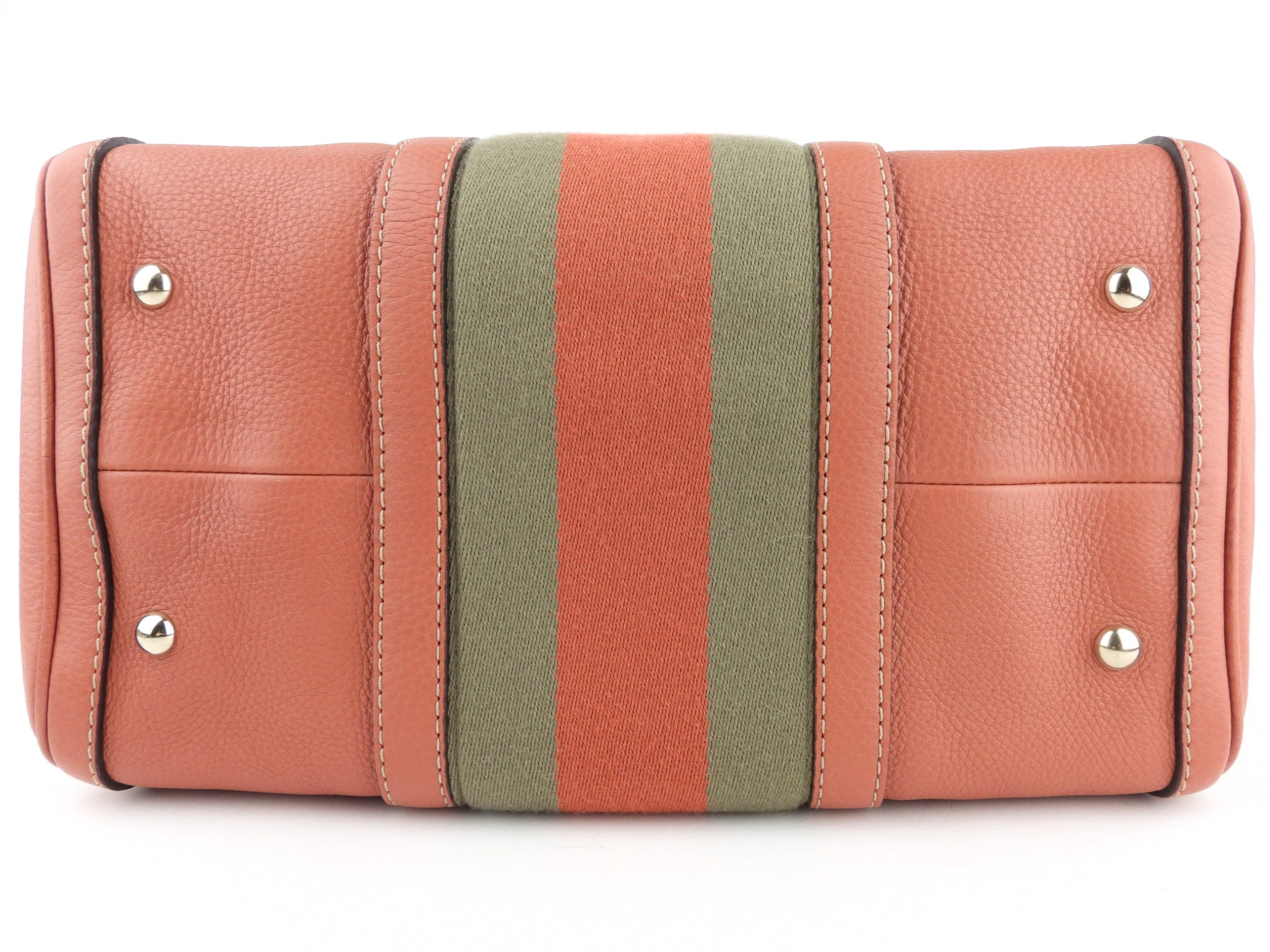Gucci Pink Leather and Vintage Web Detail Two Way Boston Bag