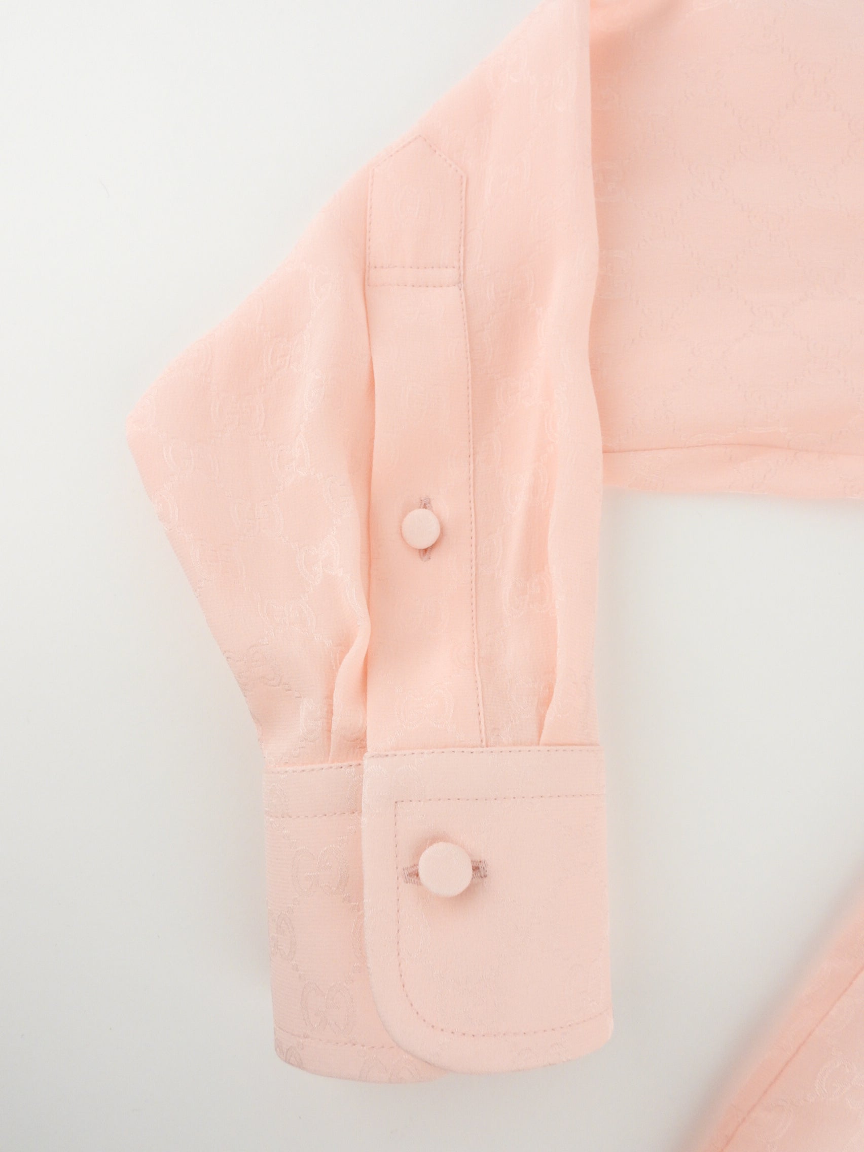 Gucci Light Pink Silk GG Monogram Jacquard Shirt - 38