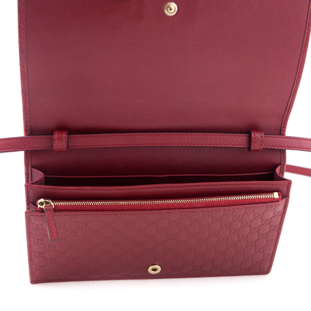 Gucci Red Microguccissima Crossbody Wallet