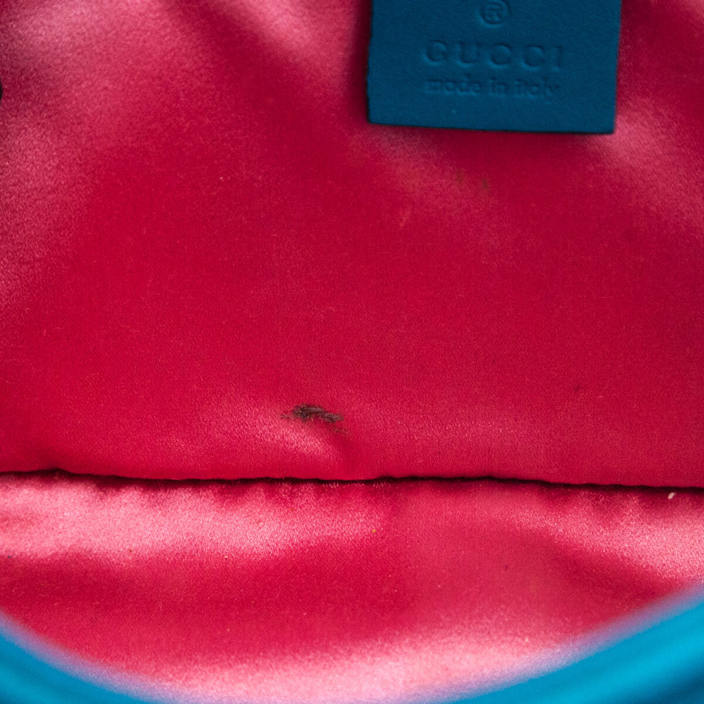 Gucci Teal Velvet Matelasse Small GG Marmont Shoulder Bag