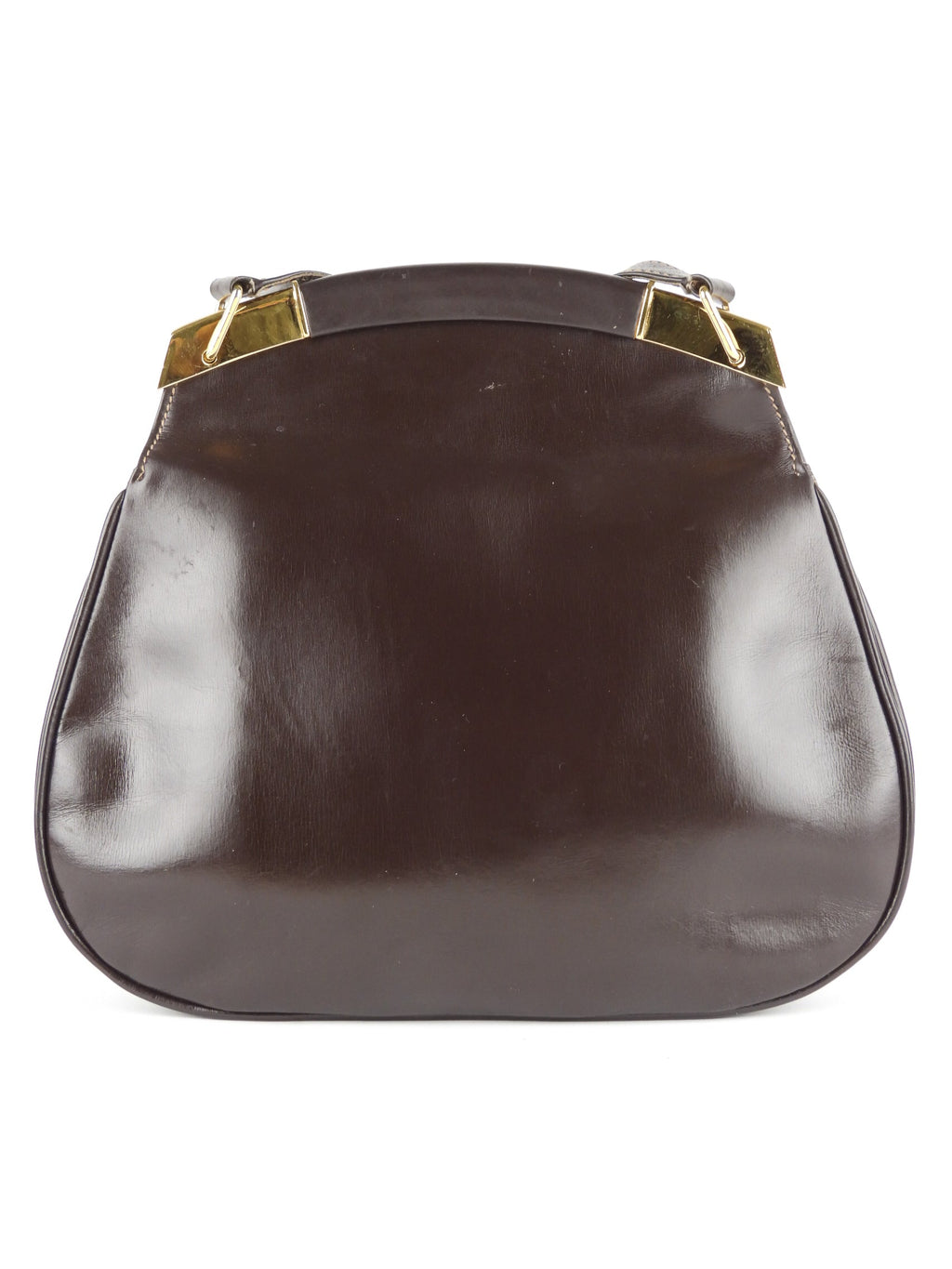 Gucci Vintage Brown Leather Round Shoulder Flap Bag