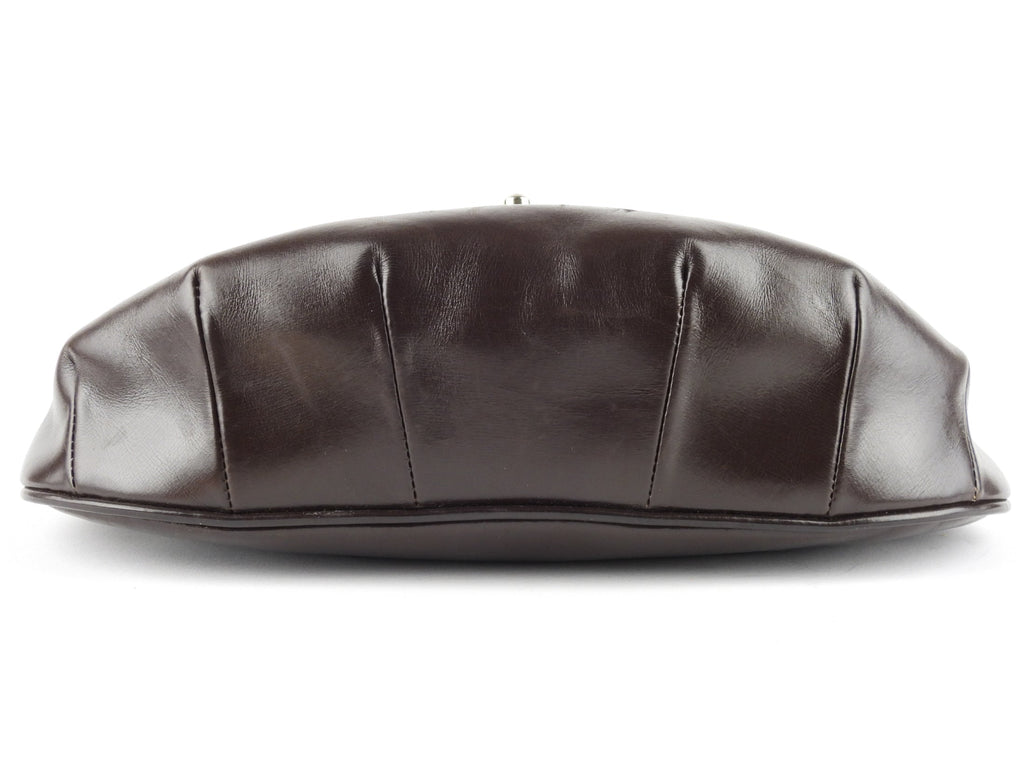 Gucci Vintage Brown Leather Round Shoulder Flap Bag