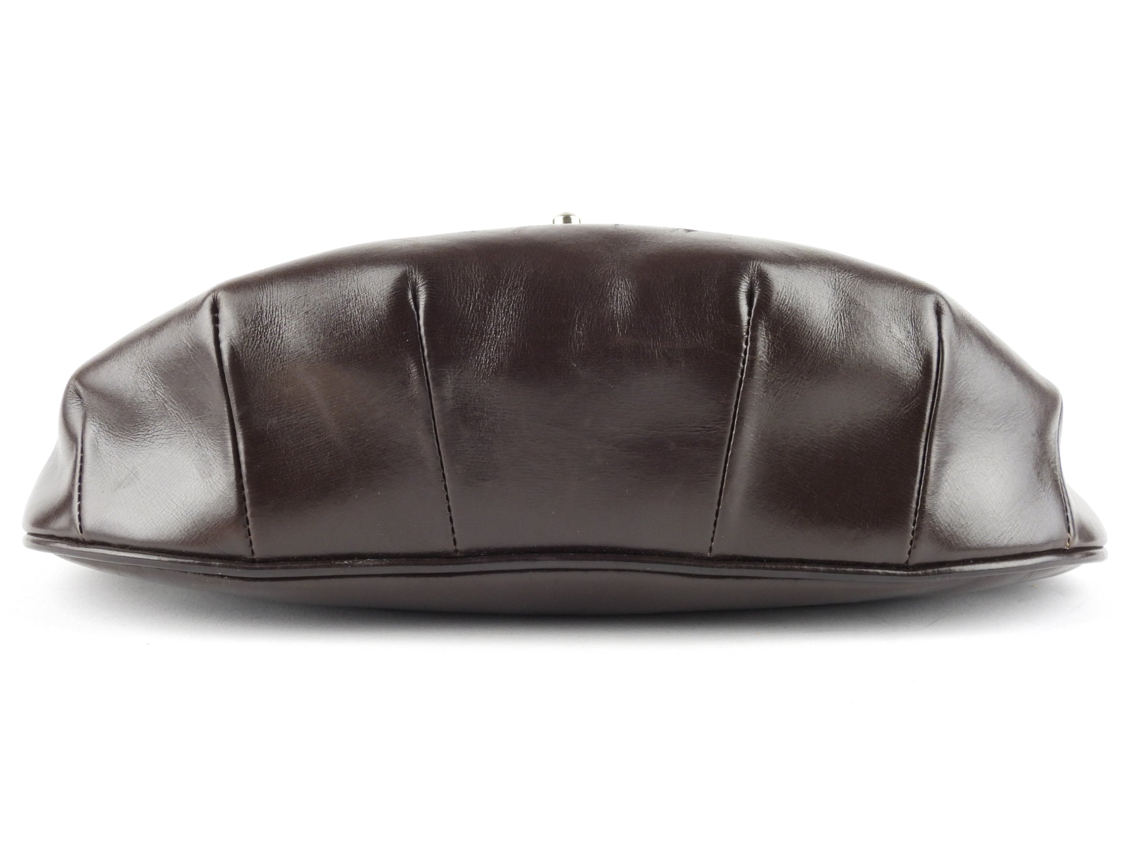 Gucci Vintage Brown Leather Round Shoulder Flap Bag