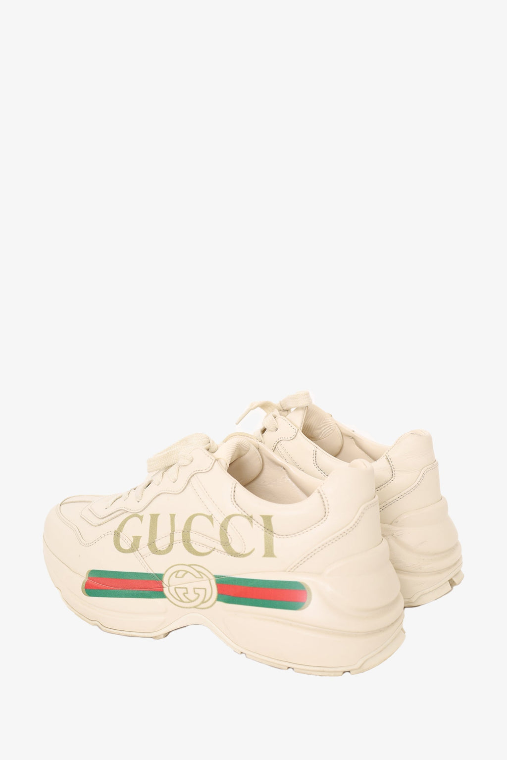 Gucci White Leather Rhyton Logo Sneaker Size 37