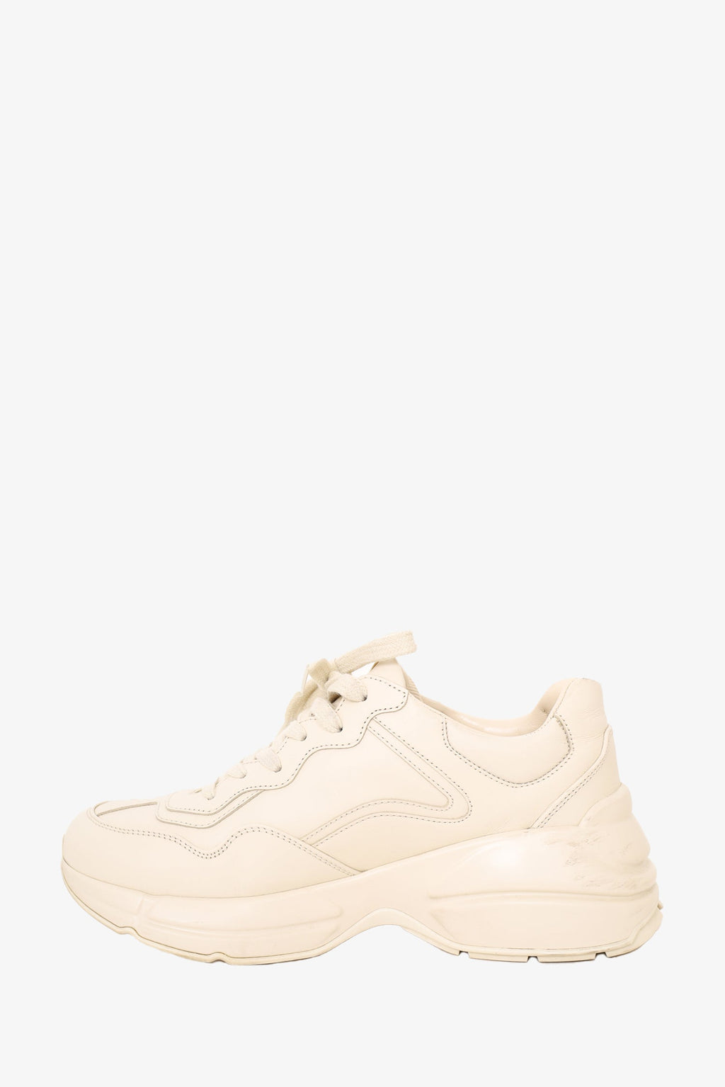 Gucci White Leather Rhyton Logo Sneaker Size 37