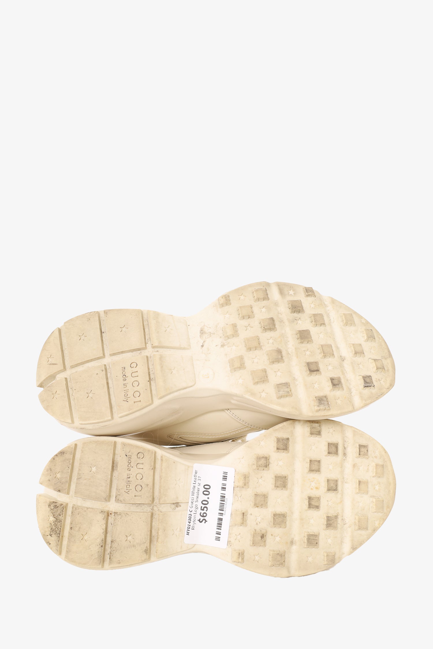 Gucci White Leather Rhyton Logo Sneaker Size 37