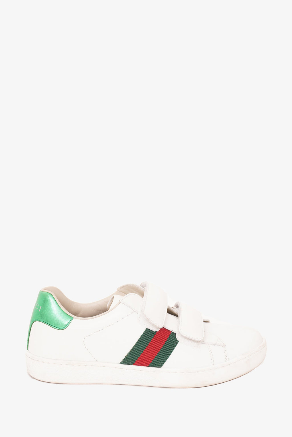 Gucci White Leather Web-stripe Low Top Sneaker Kid's Size 33