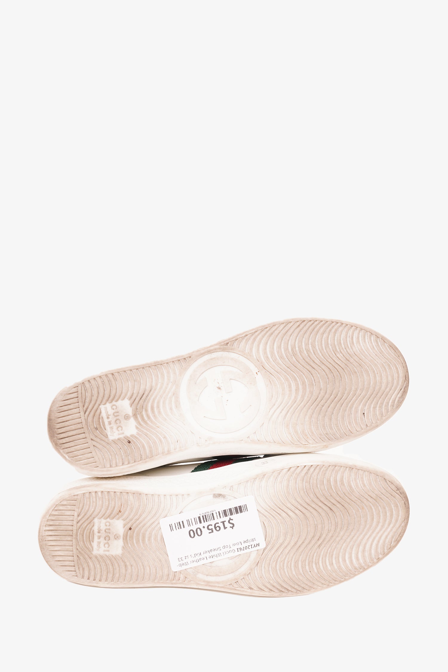 Gucci White Leather Web-stripe Low Top Sneaker Kid's Size 33