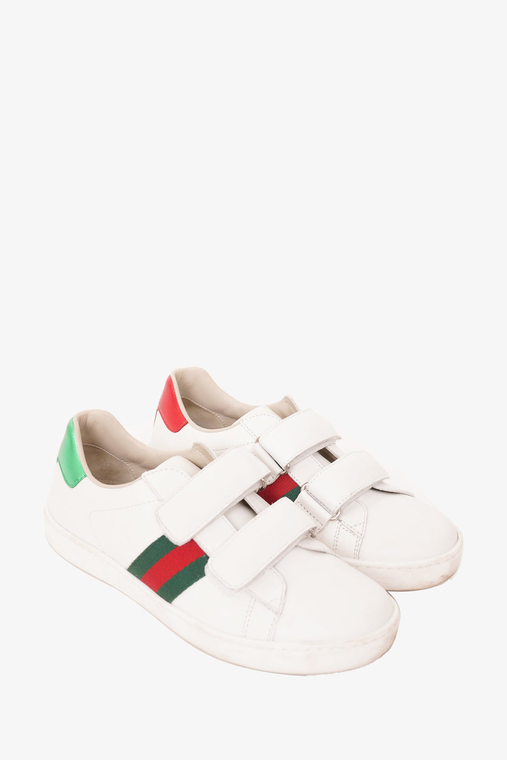 Gucci White Leather Web-stripe Low Top Sneaker Kid's Size 33