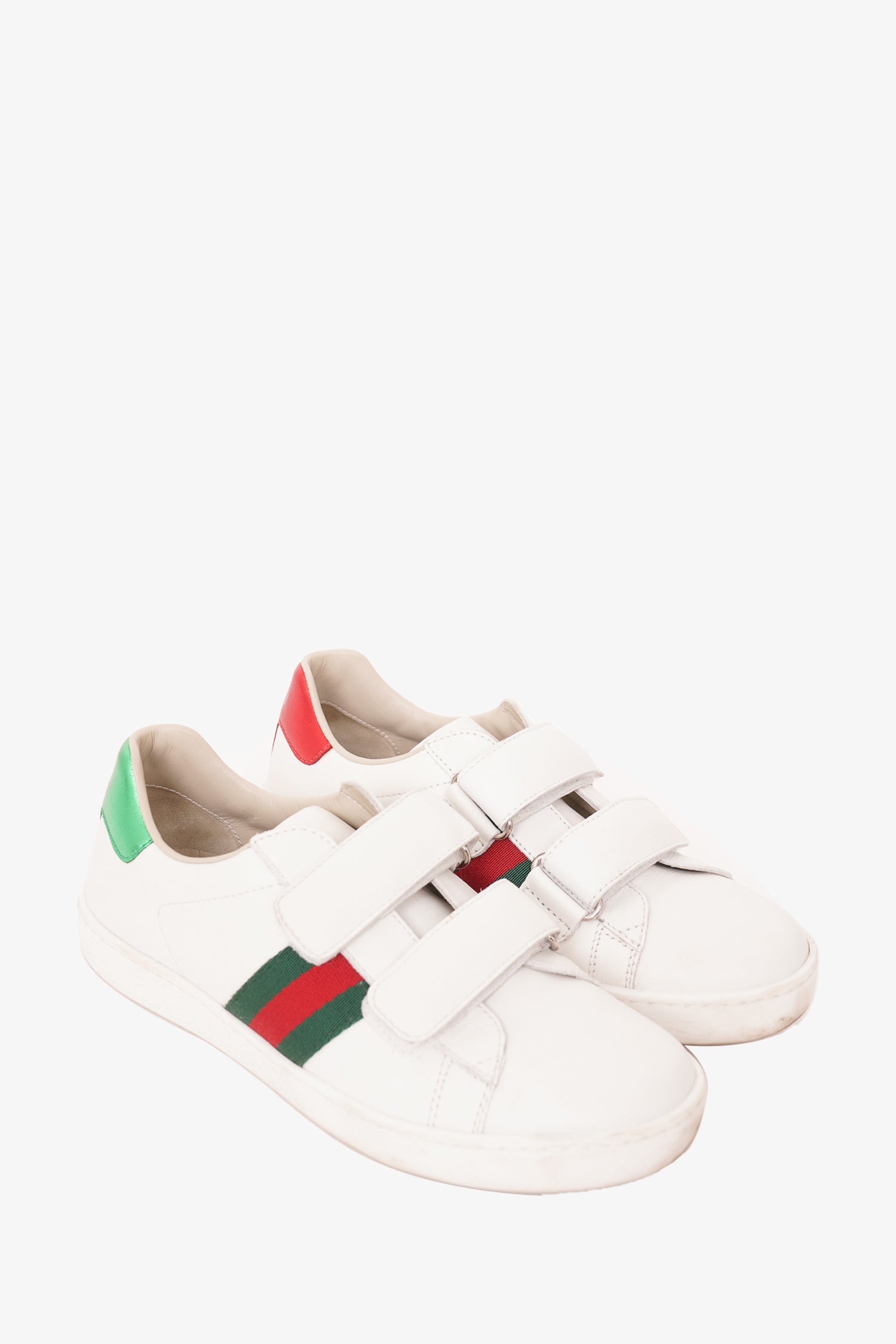 Gucci White Leather Web-stripe Low Top Sneaker Kid's Size 33