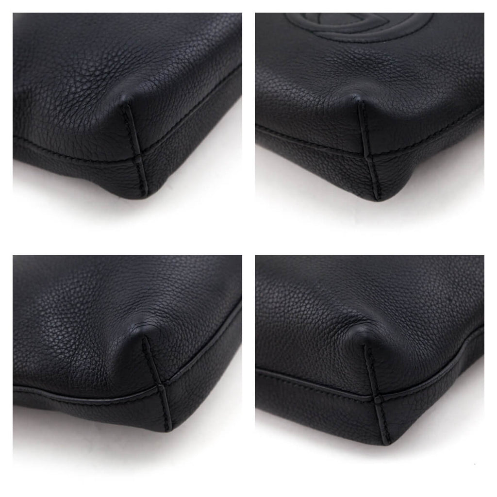 Gucci Black Pebbled Calfskin Medium Soho Messenger Bag
