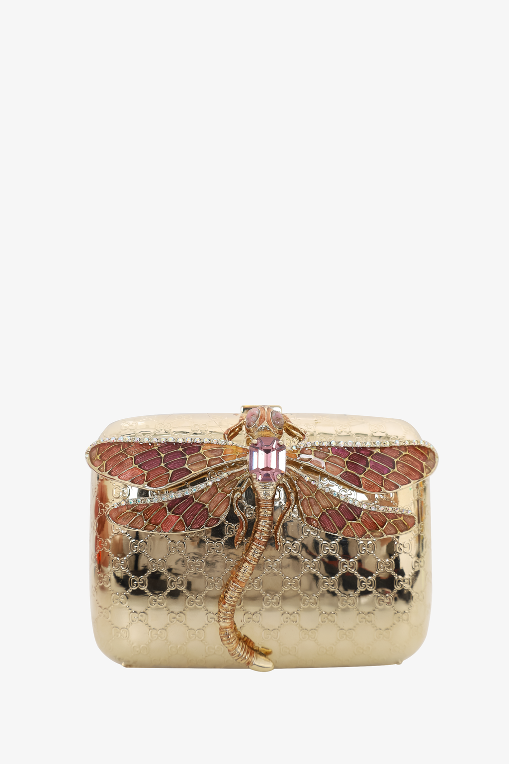 Gucci by Tom Ford  Gold Metal Dragonfly MicroGuccissima Enamel Minaudiere Clutch