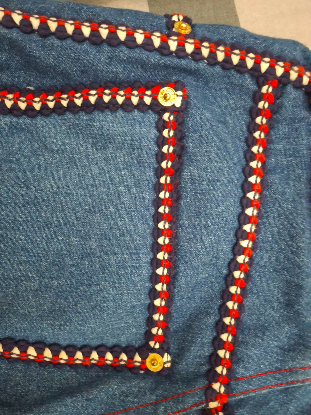 Chanel Vintage braided-trim straight-leg jeans