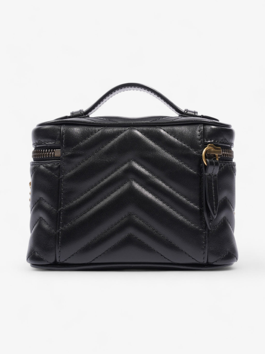 Gucci GG Marmont Top Handle Bag Black Matelasse Leather Mini