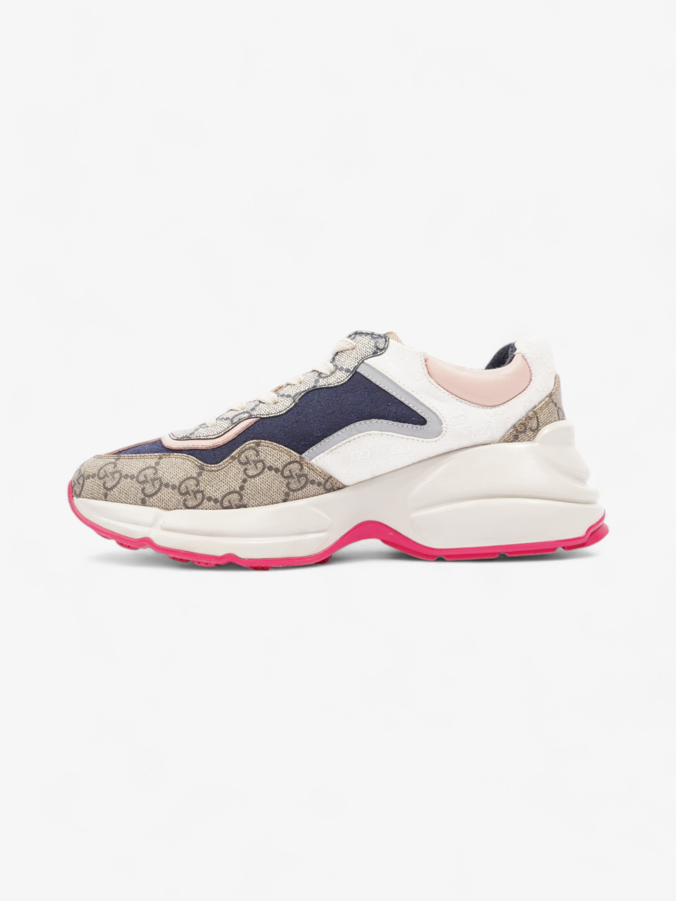 Gucci GG Rhyton Beige / White / Pink Canvas EU 37.5 UK 4.5