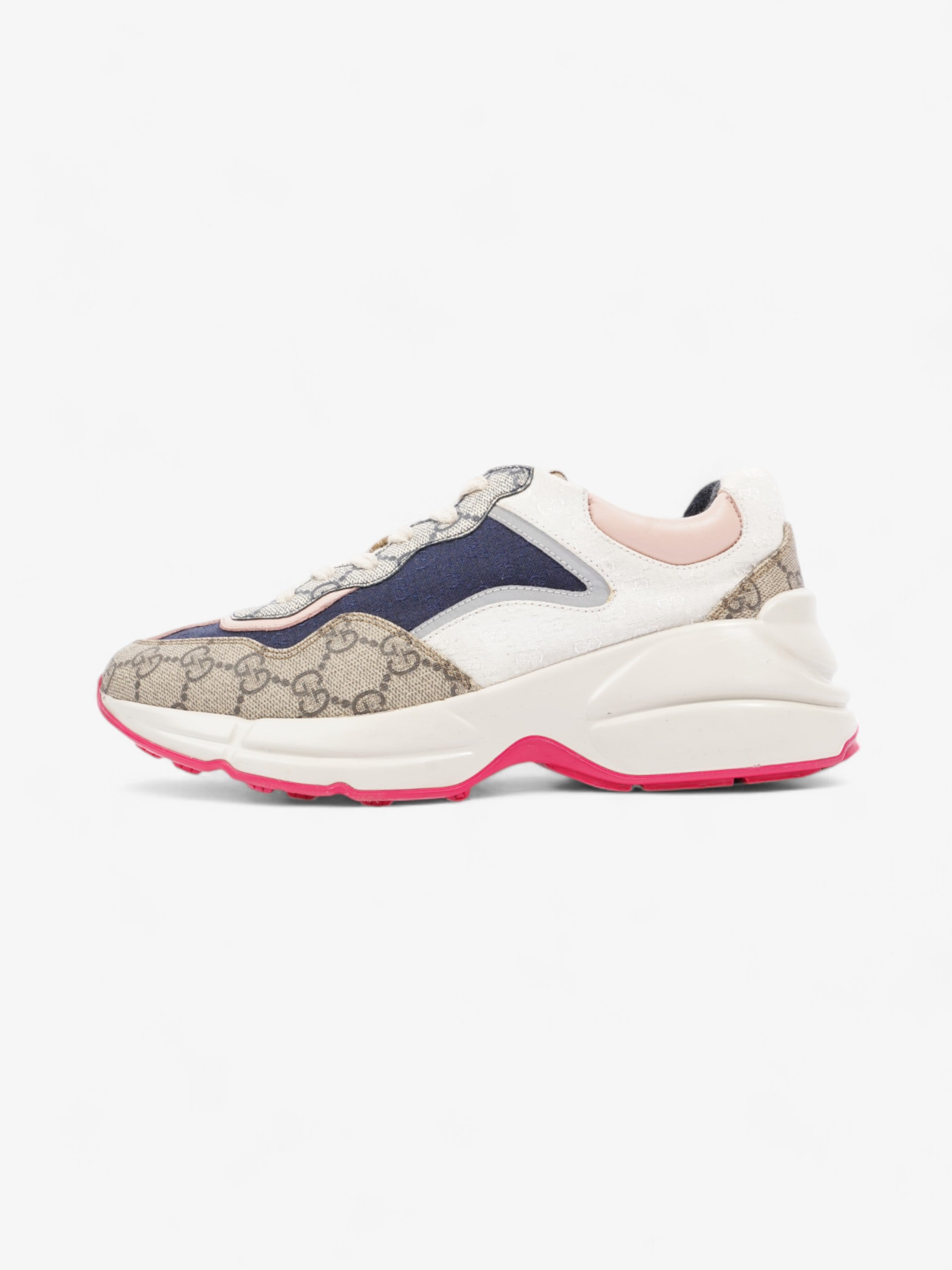 Gucci GG Rhyton Beige / White / Pink Canvas EU 37.5 UK 4.5
