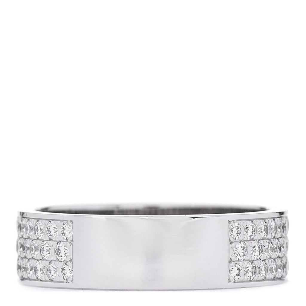 HERMÈS 18K WHITE GOLD DIAMOND PM COLLIER DE CHIEN PAVE RING