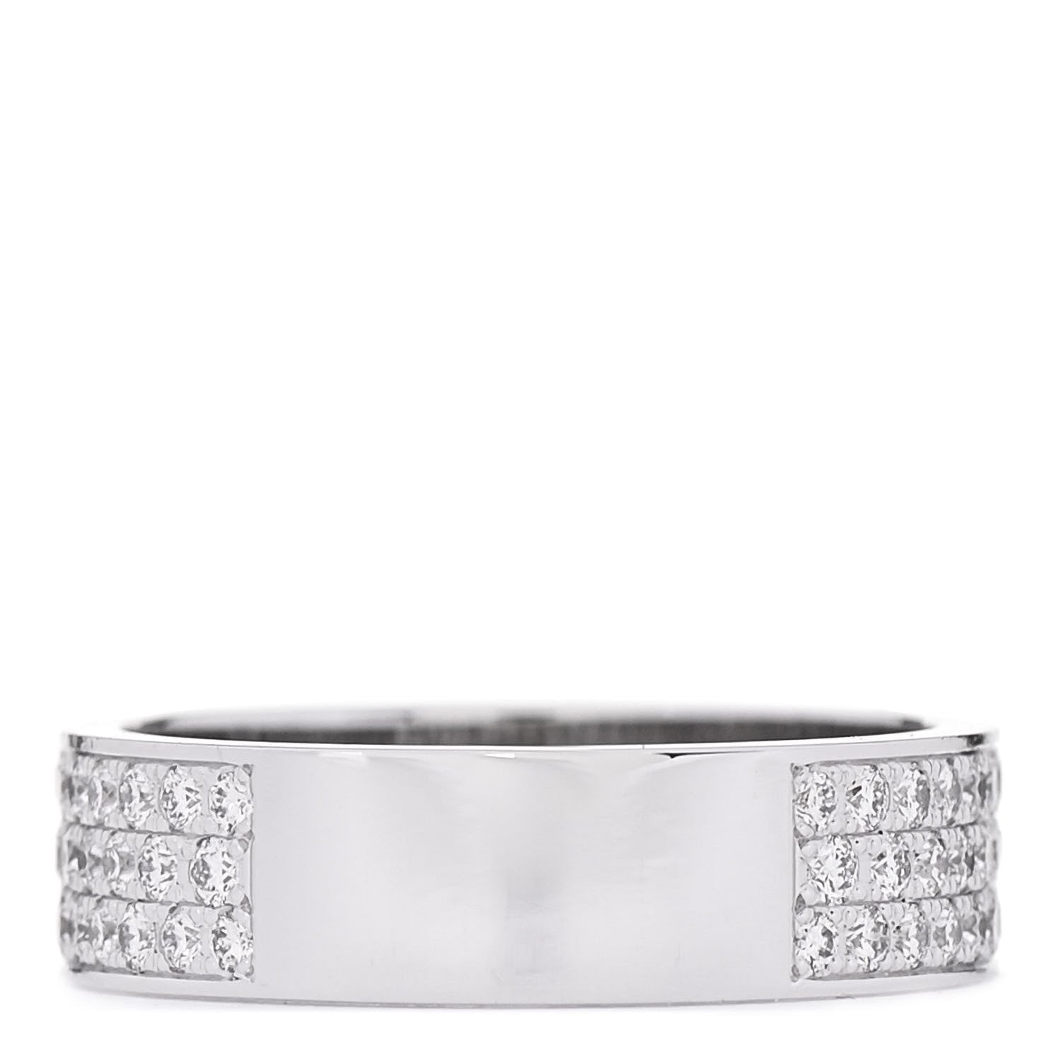 HERMÈS 18K WHITE GOLD DIAMOND PM COLLIER DE CHIEN PAVE RING