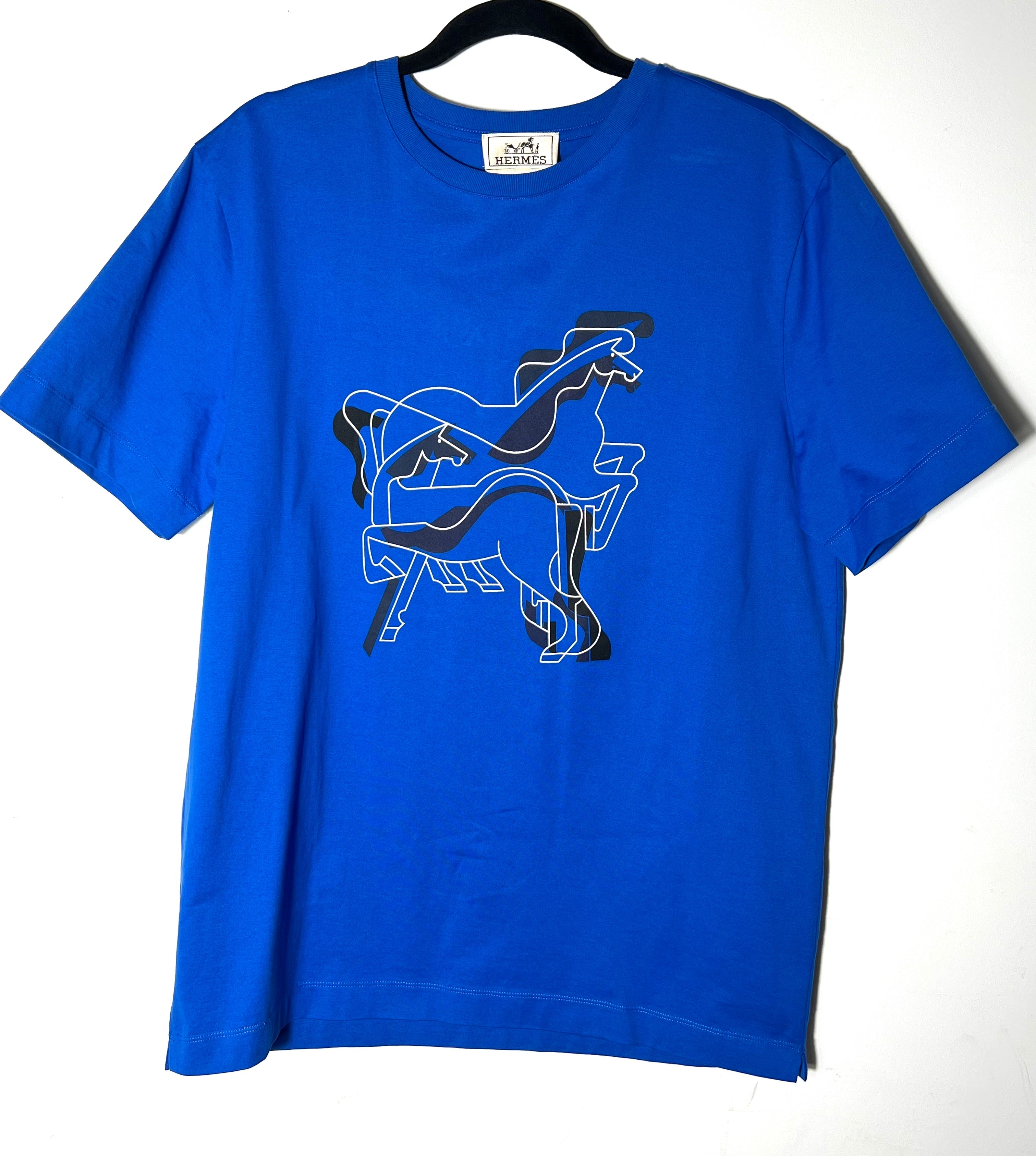 HERMÈS BRAZILIAN HORSE PRINT T-SHIRT IN BLUE