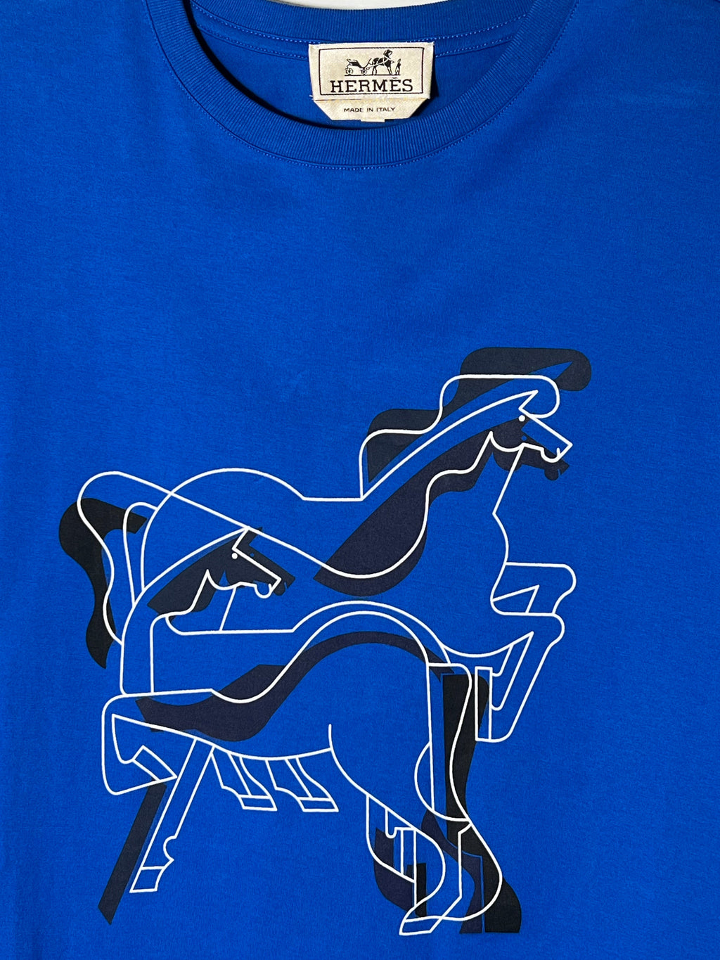 HERMÈS BRAZILIAN HORSE PRINT T-SHIRT IN BLUE