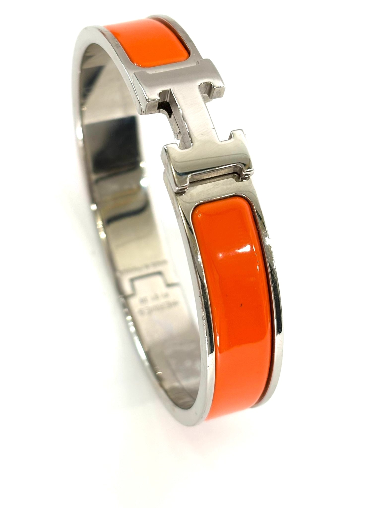 HERMÈS CLIC CLAC H ENAMEL PALLADIUM PLATED BRACELET PM