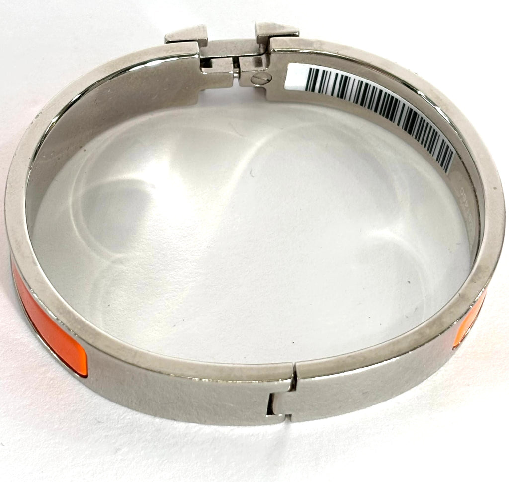 HERMÈS CLIC CLAC H ENAMEL PALLADIUM PLATED BRACELET PM
