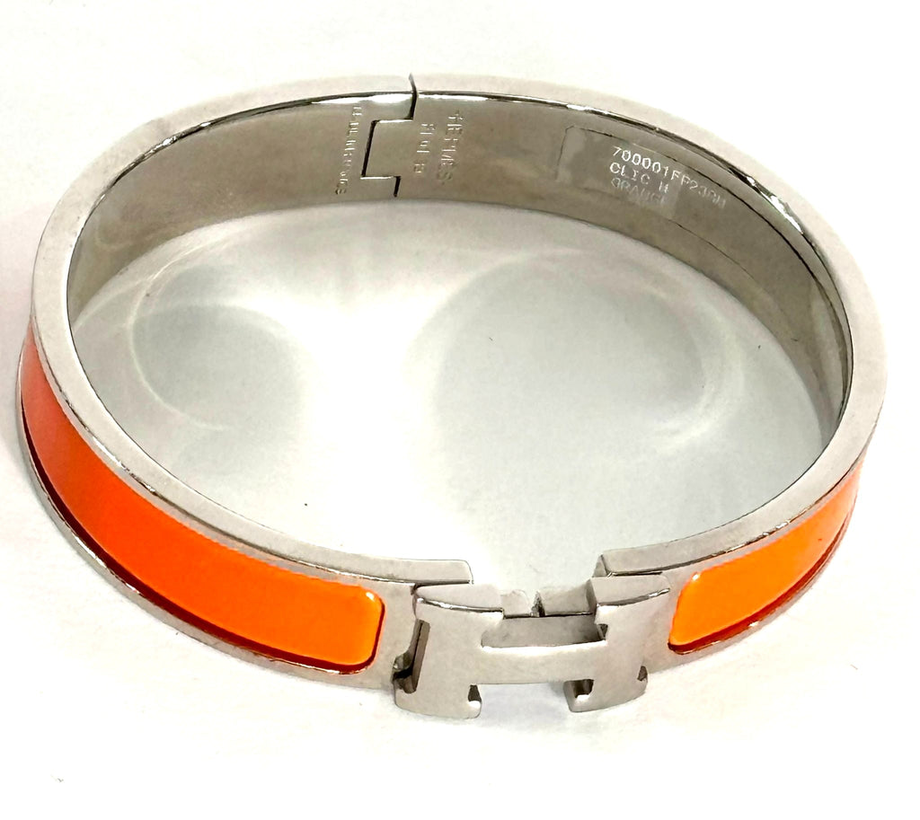 HERMÈS CLIC CLAC H ENAMEL PALLADIUM PLATED BRACELET PM