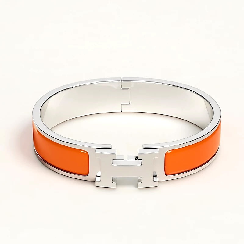 HERMÈS CLIC CLAC H ENAMEL PALLADIUM PLATED BRACELET PM