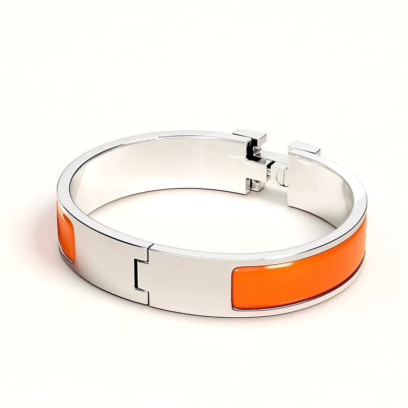 HERMÈS CLIC CLAC H ENAMEL PALLADIUM PLATED BRACELET PM