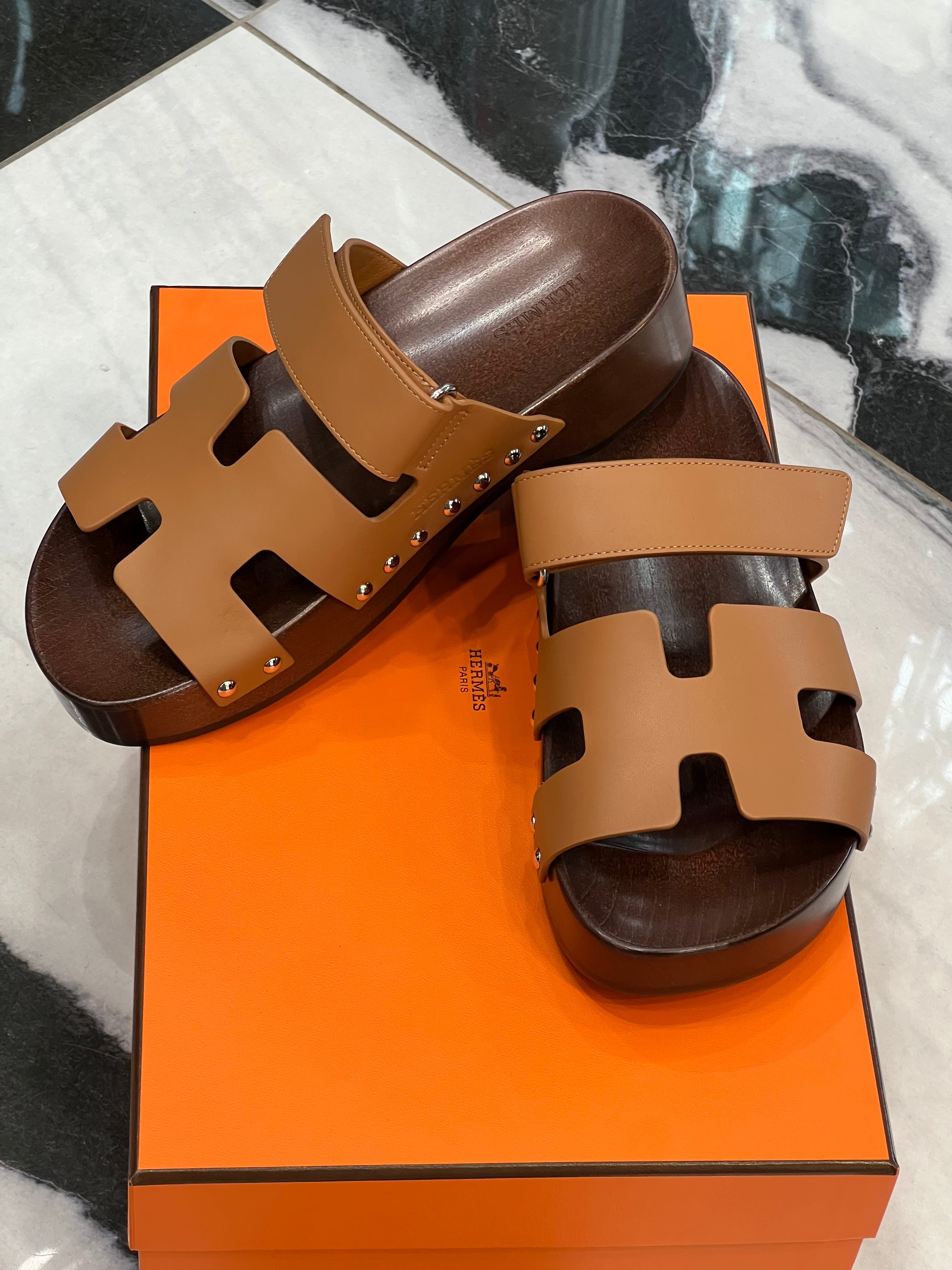 HERMÈS CALFSKIN LEATHER KOS CLOGS