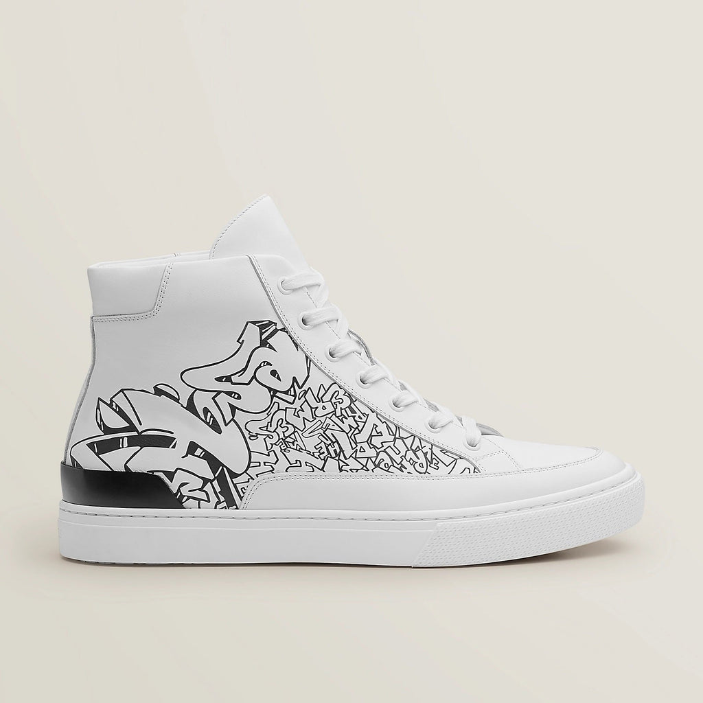 HERMÈS CALFSKIN LEATHER DISTRICT HI-TOP SNEAKERS
