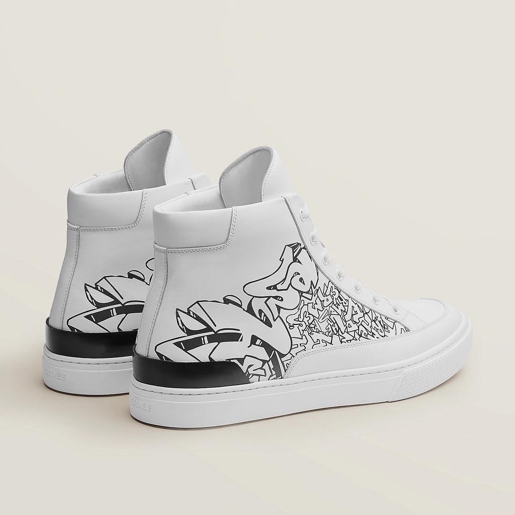 HERMÈS CALFSKIN LEATHER DISTRICT HI-TOP SNEAKERS