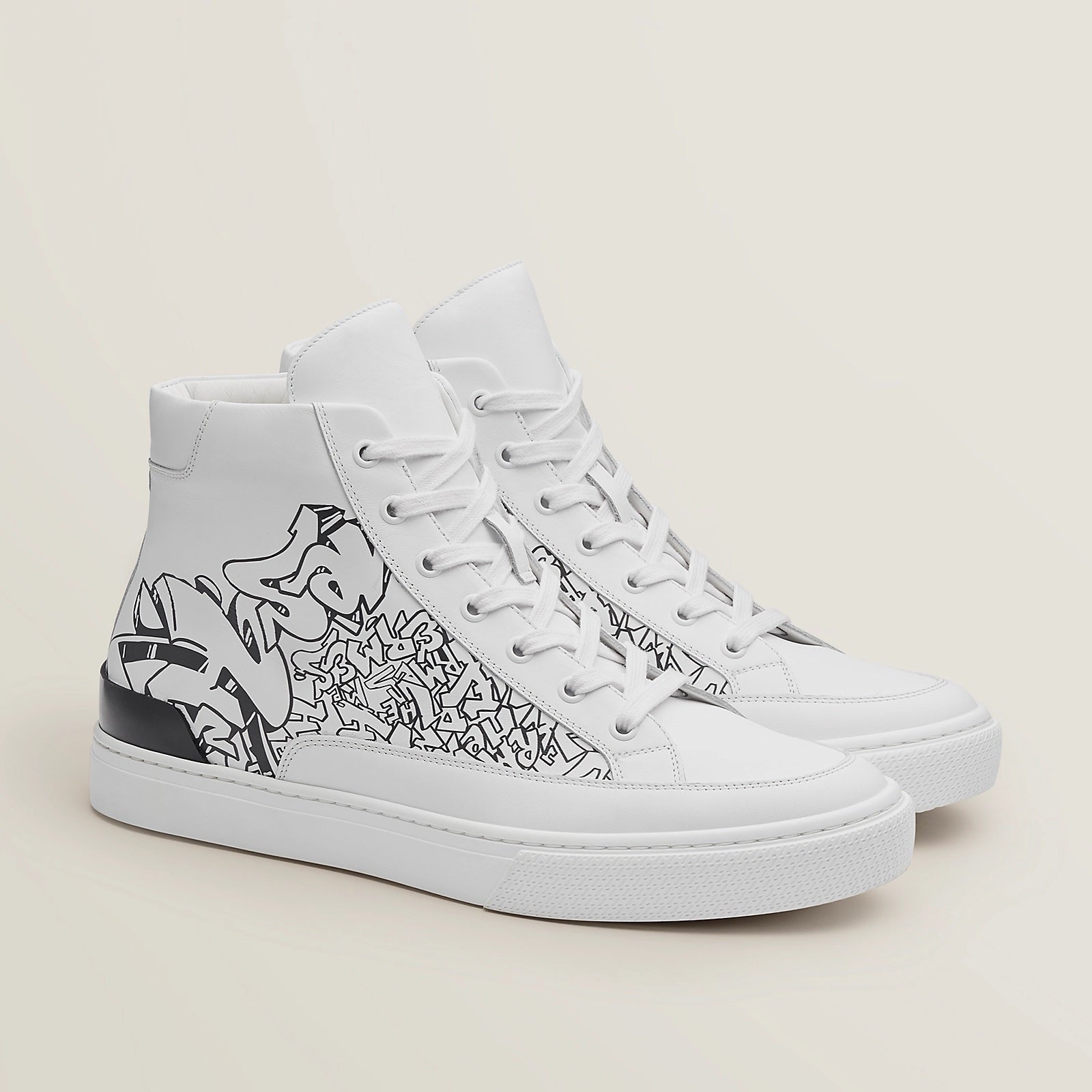 HERMÈS CALFSKIN LEATHER DISTRICT HI-TOP SNEAKERS