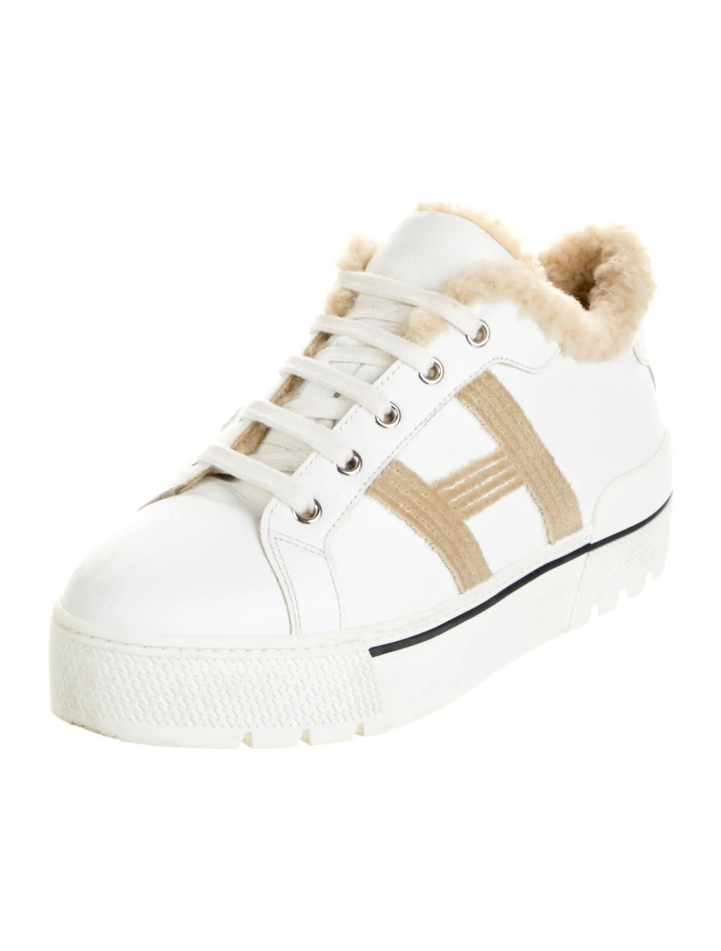 HERMÈS DARE WOOL CALFSKIN SNEAKERS