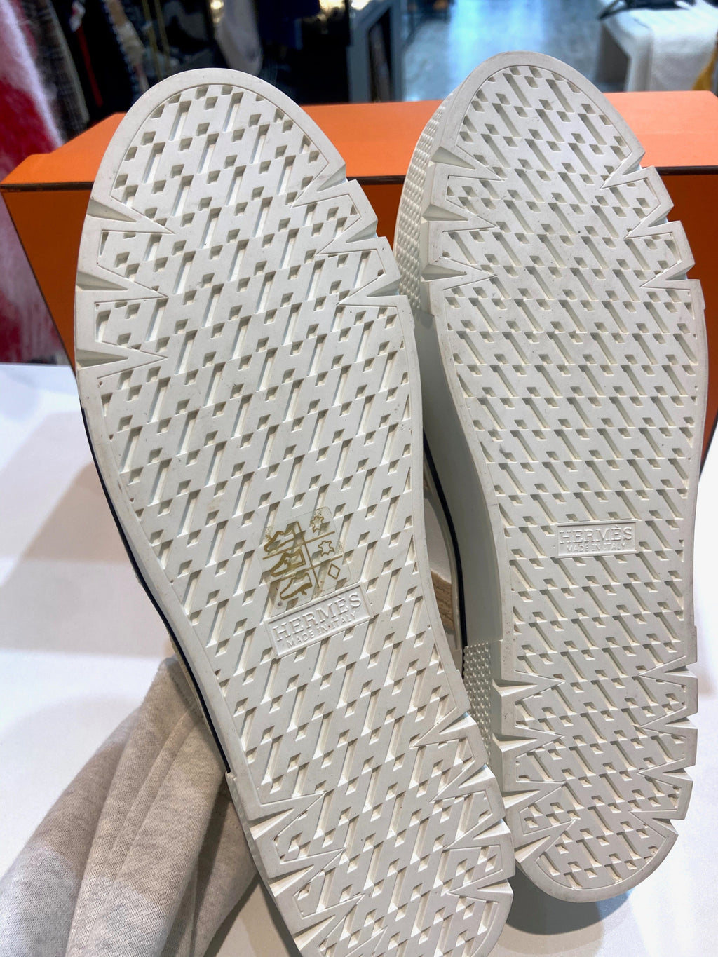 HERMÈS DARE WOOL CALFSKIN SNEAKERS