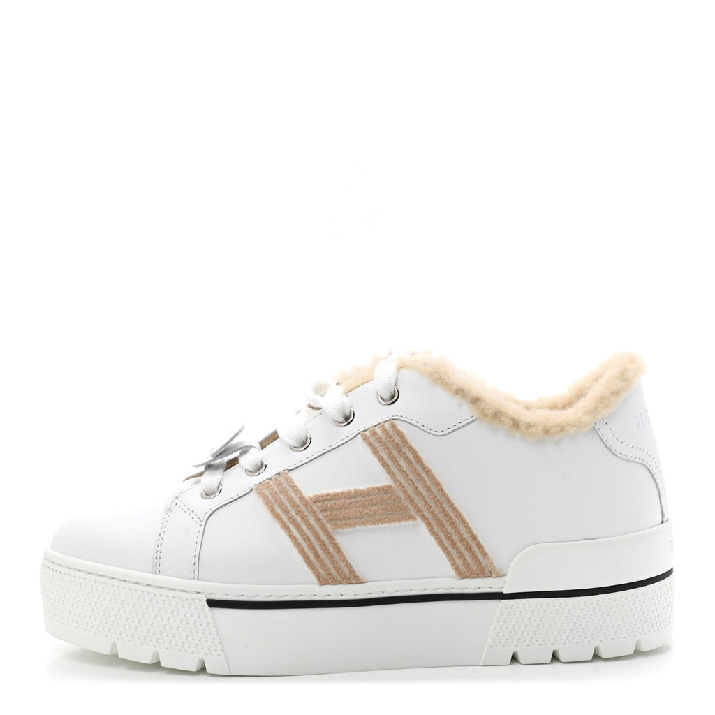 HERMÈS DARE WOOL CALFSKIN SNEAKERS